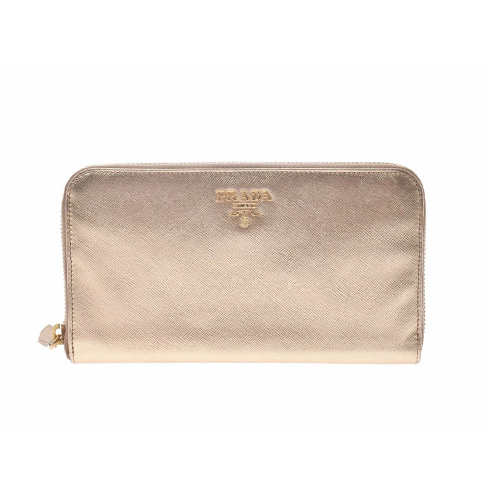 Prada Round Zip Long Wallet Saffiano Leather Card